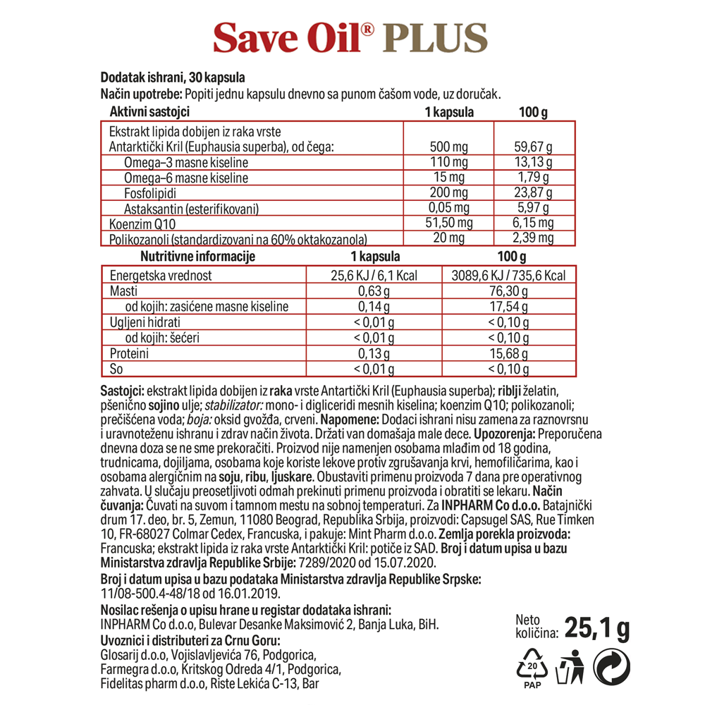 Save Oil Plus, za normalni lipidni status, 30 kapsula - Image 3