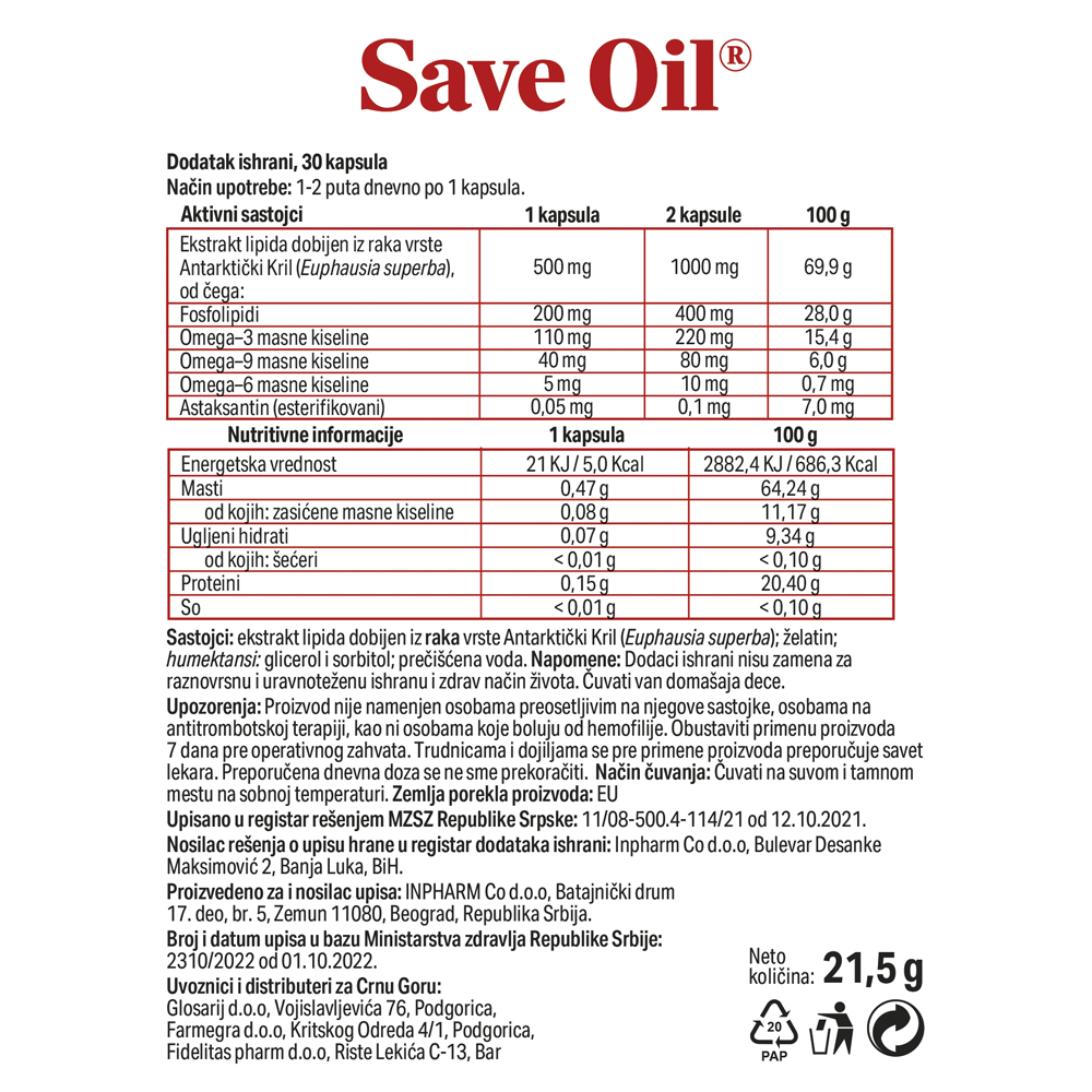 Save Oil, za povišene trigliceride, 30 kapsula - Image 3