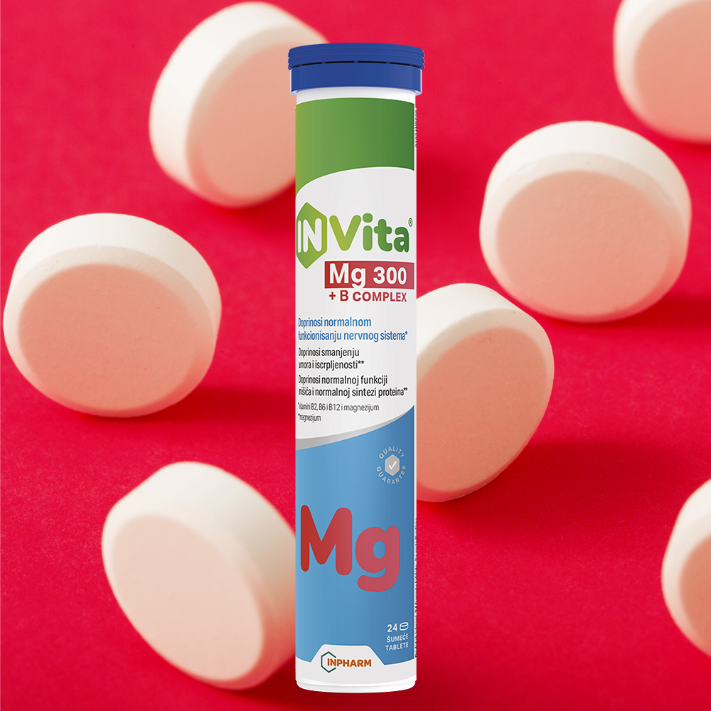 InVita Mg 300+B complex, magnezijum plus kompleks B vitamina, 24 šumećih tableta - Image 2